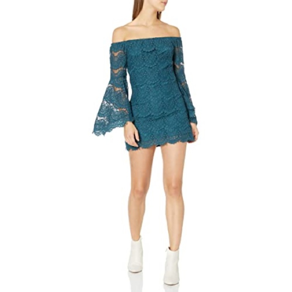 NWT MINKPINK teal tainted love lace dress